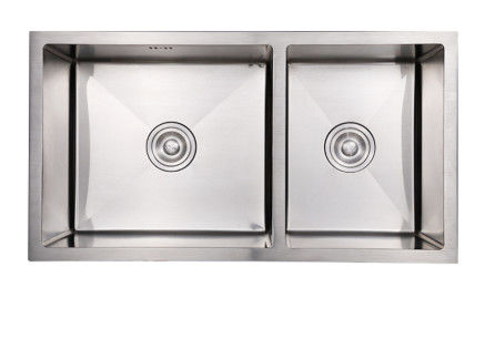 Stainless Steel Undermount Double Kitchen Sink Cupc Approved Handmade Square Corner