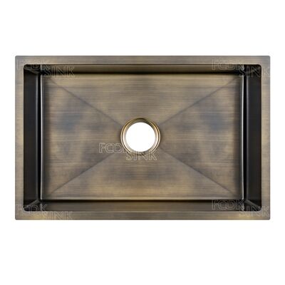 Starożytne mosiądz luksusowy Vintage złoto zlewy kuchni 304 ze stali nierdzewnej Jednorazowa miska PVD wykończenie Basen podgórski dla wiejskiego gospodarstwa brązowy zlew kuchenny dla mieszkania